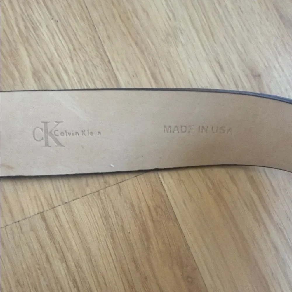 Vintage Calvin Klein Leather Brown Belt Silver Buckle Made in USA Small